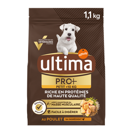 Croquettes Petit Chien Pro+ Adulte Poulet ULTIMA, 1,1 kg