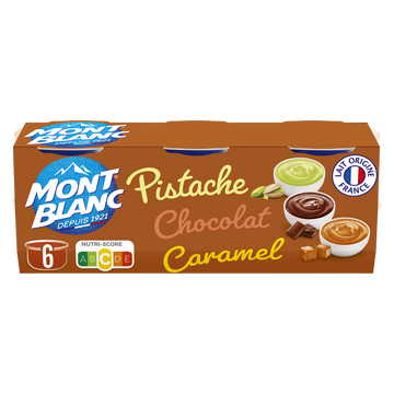 Crème dessert Coupelles Caramel, Chocolat, Pistache RÉCRÉ O'LÉ 6x125g