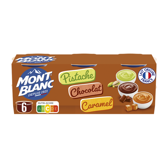Crème dessert Coupelles Caramel, Chocolat, Pistache RÉCRÉ O'LÉ 6x125g