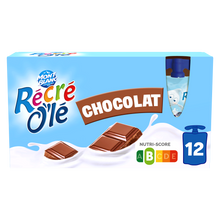 Goûters laitiers parfum chocolat RECRE OLE, 12 gourdes de 85g, 1,02KG