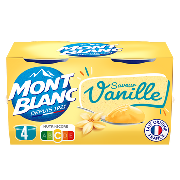 Crème dessert Coupelles Vanille MONT BLANC, 4x125g