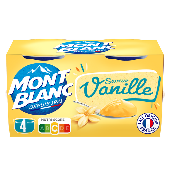 Crème dessert Coupelles Vanille MONT BLANC, 4x125g