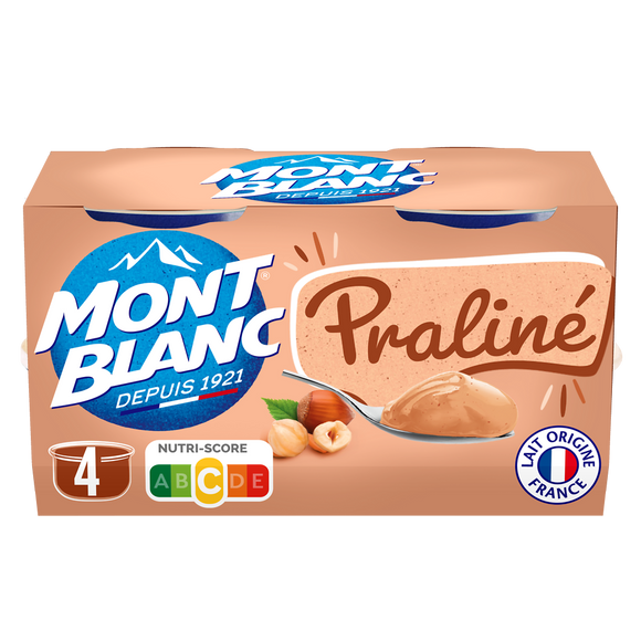 Crème dessert Coupelles Praliné MONT BLANC, 4x125g