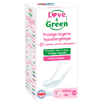 Protège slips hypoallergéniques LOVE&GREEN, x30
