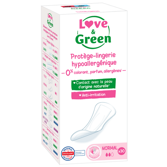 Protège slips hypoallergéniques LOVE&GREEN, x30