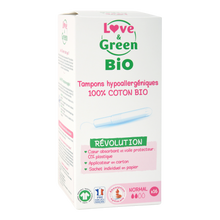 Tampons hypoallergéniques avec applicateur normal LOVE&GREEN BIO X16
