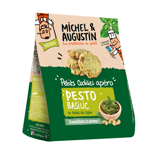 Petits cookies salés pesto noix de cajou MICHEL & AUGUSTIN, 90g