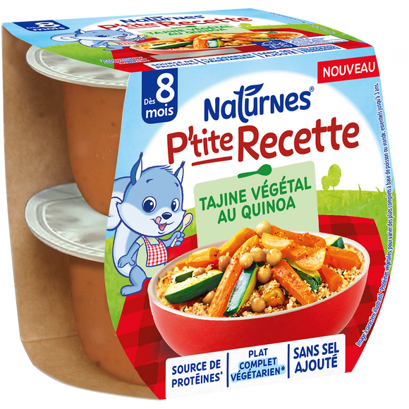 P'TITE RECETTE Naturnes® Tajine Végétal au Quinoa NESTLE 2x200g dès8 mois