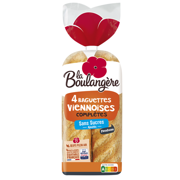 Pain Baguettes viennoises complètes LA BOULANGERE - x4 - 340g