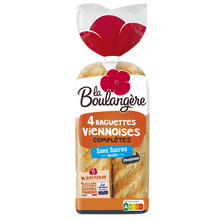 Pain Baguettes viennoises complètes LA BOULANGERE - x4 - 340g
