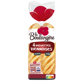 Pain Baguettes viennoises nature LA BOULANGERE - x4 - 340g