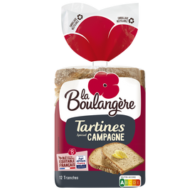 Pain Tartines de campagne LA BOULANGERE - 12 tranches - 450g