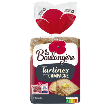 Pain Tartines de campagne LA BOULANGERE - 12 tranches - 450g