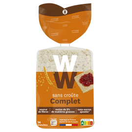 Pain de mie sans croute complet WW - 14 tranches , 330g
