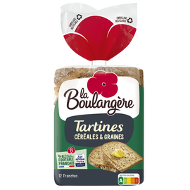 Pain Tartines aux céréales LA BOULANGERE - 12 tranches - 450g