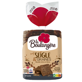 Pain de mie grandes tranches farine de seigle LA BOULANGERE - 12 tranches - 500g