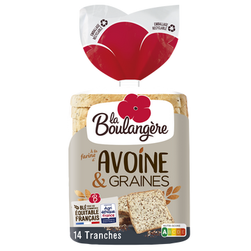 Pain de mie avoine et graines LA BOULANGERE 500g