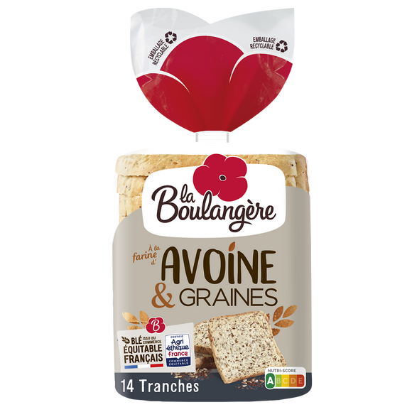Pain de mie avoine et graines LA BOULANGERE 500g