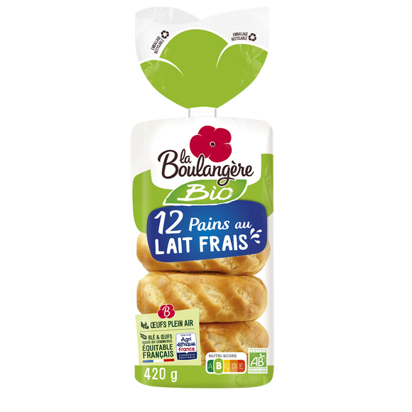 Pain au lait LA BOULANGERE BIO, X12 420g