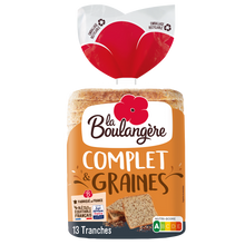 Pain de mie grandes tranches complet graines LA BOULANGERE 500g