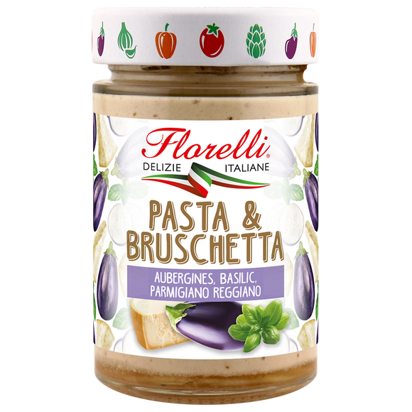 Pasta&bruschetta aubergines parmesan basilic FLORELLI, 190g