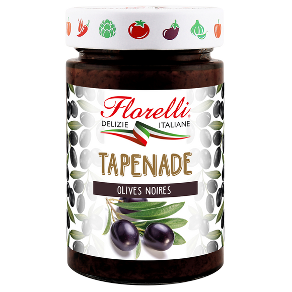 Tapenade d'olives noires FLORELLI, pot en verre de 190g