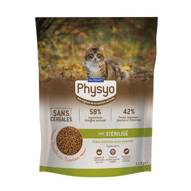 Croquettes chat stérilisé saumon sans céréales PHYSYO - 1,5 kg