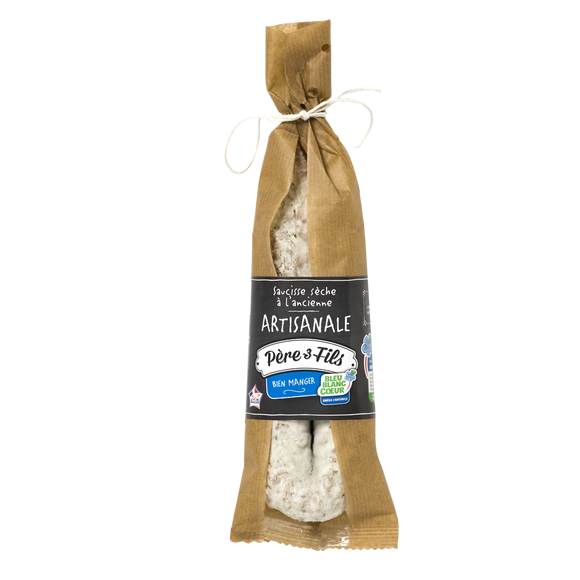 Saucisse sèche courbe à l'ancienne Bleu Blanc Coeur PERE 3 FILS - 220g