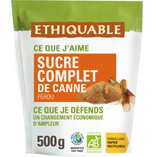 ETHIQUABLE - Sucre complet de canne BIO - le sachet de 500g