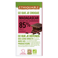 ETHIQUABLE - Chocolat noir 85% Madagascar BIO - la tablette de 100g