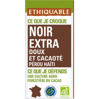 Chocolat noir extra bio ETHIQUABLE, Tablette 100g