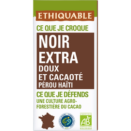 ETHIQUABLE - Chocolat noir extra BIO - la tablette de 100g
