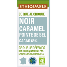 ETHIQUABLE - Chocolat noir caramel pointe de sel BIO - la tablette de100g