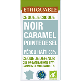 ETHIQUABLE - Chocolat noir caramel pointe de sel BIO - la tablette de100g