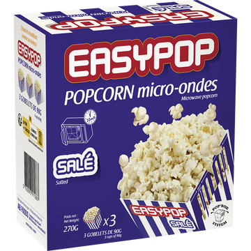 Pop corn micro-onde salé, 3 étuis, 270g