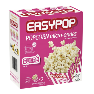 Pop corn micro-onde sucré, 3 étuis, 270g