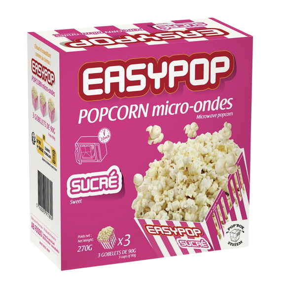 Pop corn micro-onde sucré, 3 étuis, 270g