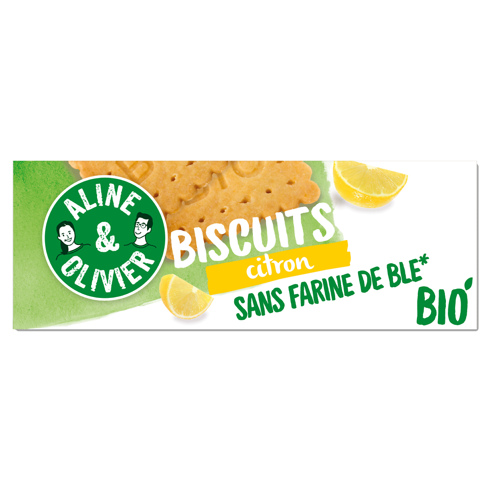 Biscuits citron sans farine de blé bio Aline & Olivier, 165g