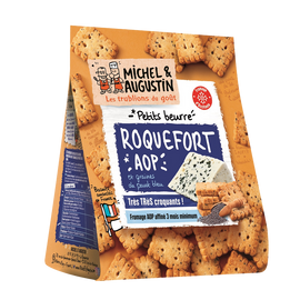 Petits beurres apéritif roquefort et graines de pavot bleu MICHEL AUGUSTIN, 100g