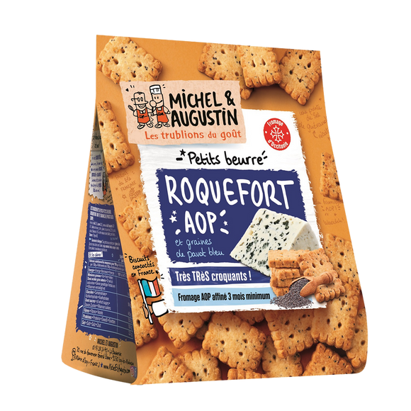 Petits beurres apéritif roquefort et graines de pavot bleu MICHEL AUGUSTIN, 100g