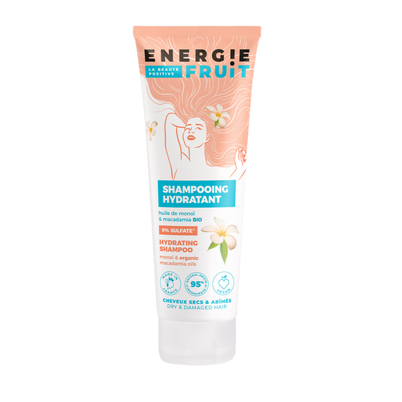 Shampooing pour cheveux abîmés parfum monoï et huile de macadamia ENERGIE FRUIT, flacon de 250ml