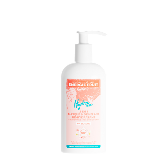Masque cheveux soin 2en1 parfum monoï et huile de macadamia ENERGIE FRUIT, pompe de 300ml