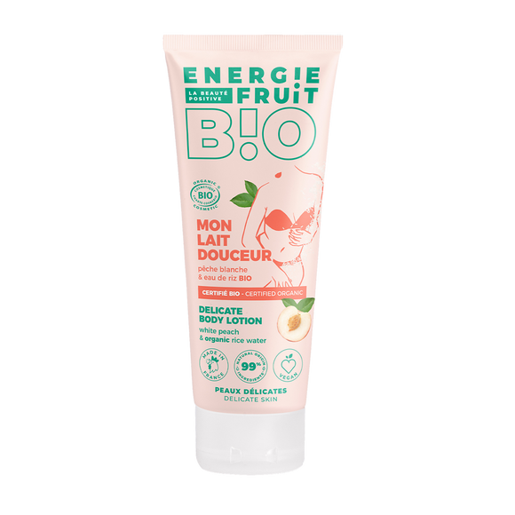 Lait corps douceur pêche blanche & eau de riz certifié bio par ecocoert ENERGIE FRUIT 200ml