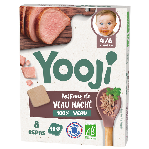 Hachés de Veau Bio repas bébé Dès 6 mois YOOJI - 80g/8 repas