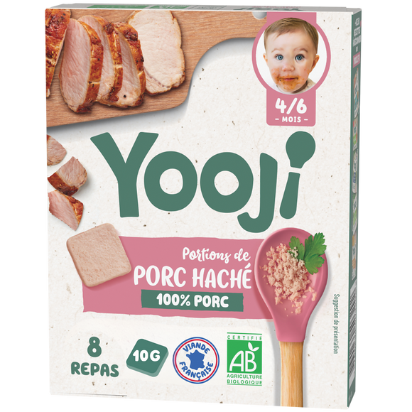 Haché de porc bio pour bébé dès 4/6 mois YOOJI 80g