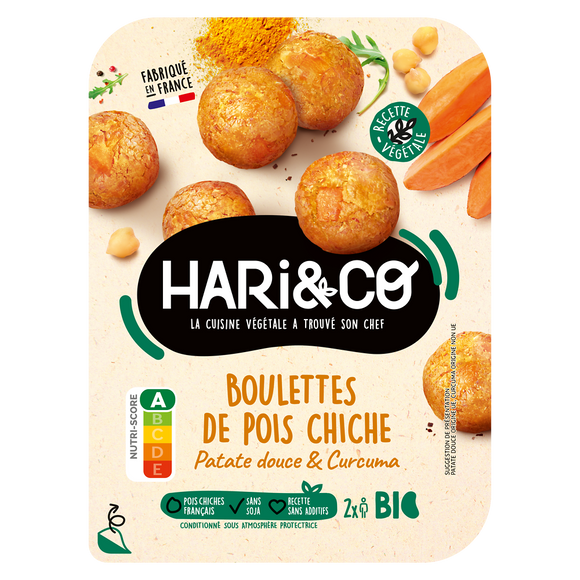 Boulettes de pois chiches bio patate douce curcuma HARI&CO 180g