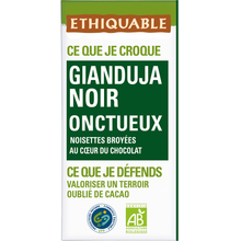 ETHIQUABLE - Chocolat noir Gianduja Onctueux BIO - la tablette de 100g