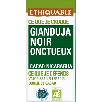 Chocolat noir gianduja bio ETHIQUABLE, Tablette 100g