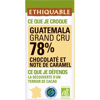 Chocolat noir 78% Guatemala bio ETHIQUABLE, Tablette 100g