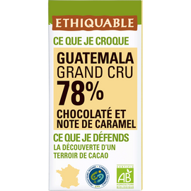 ETHIQUABLE - Chocolat noir 78% Guatemala BIO - la tablette de 100g